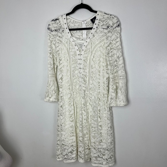 Disney Princess Dresses & Skirts - Disney Princess Aurora White Lace Coquette Dainty Dress Bell Sleeve Lace Up L